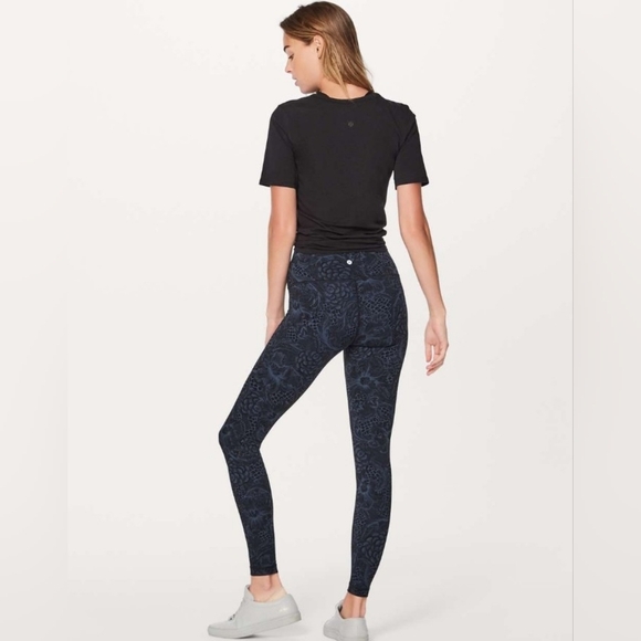 Lululemon Wunder Under Hi-Rise Tight 28" In Nouveau Mach Blue Black Size 6 - Picture 12 of 15